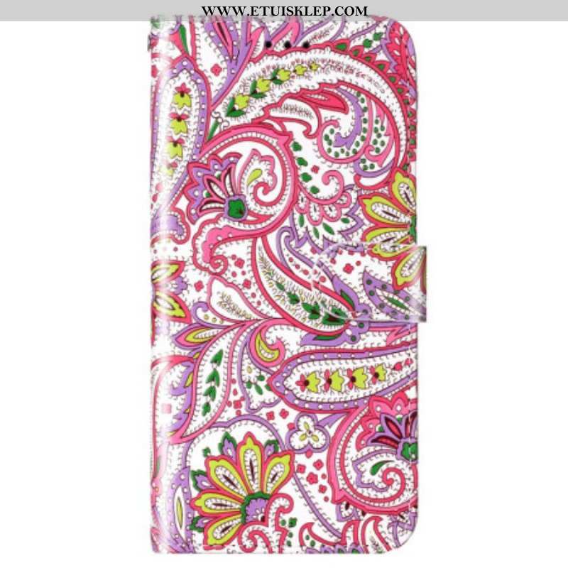 Etui Folio do Xiaomi 12 Lite z Łańcuch Pasiasty Wzór Paisley